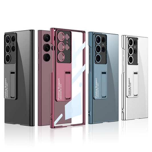 Newest Magnetic Bracket Electroplated Clear Phone Case For Samsung Galaxy S22 S23 Ultra Plus