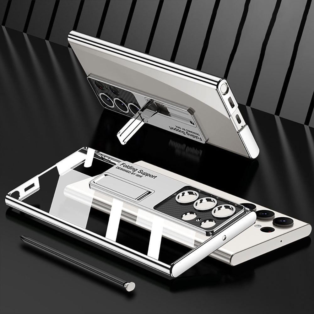 Newest Magnetic Bracket Electroplated Clear Phone Case For Samsung Galaxy S22 S23 Ultra Plus