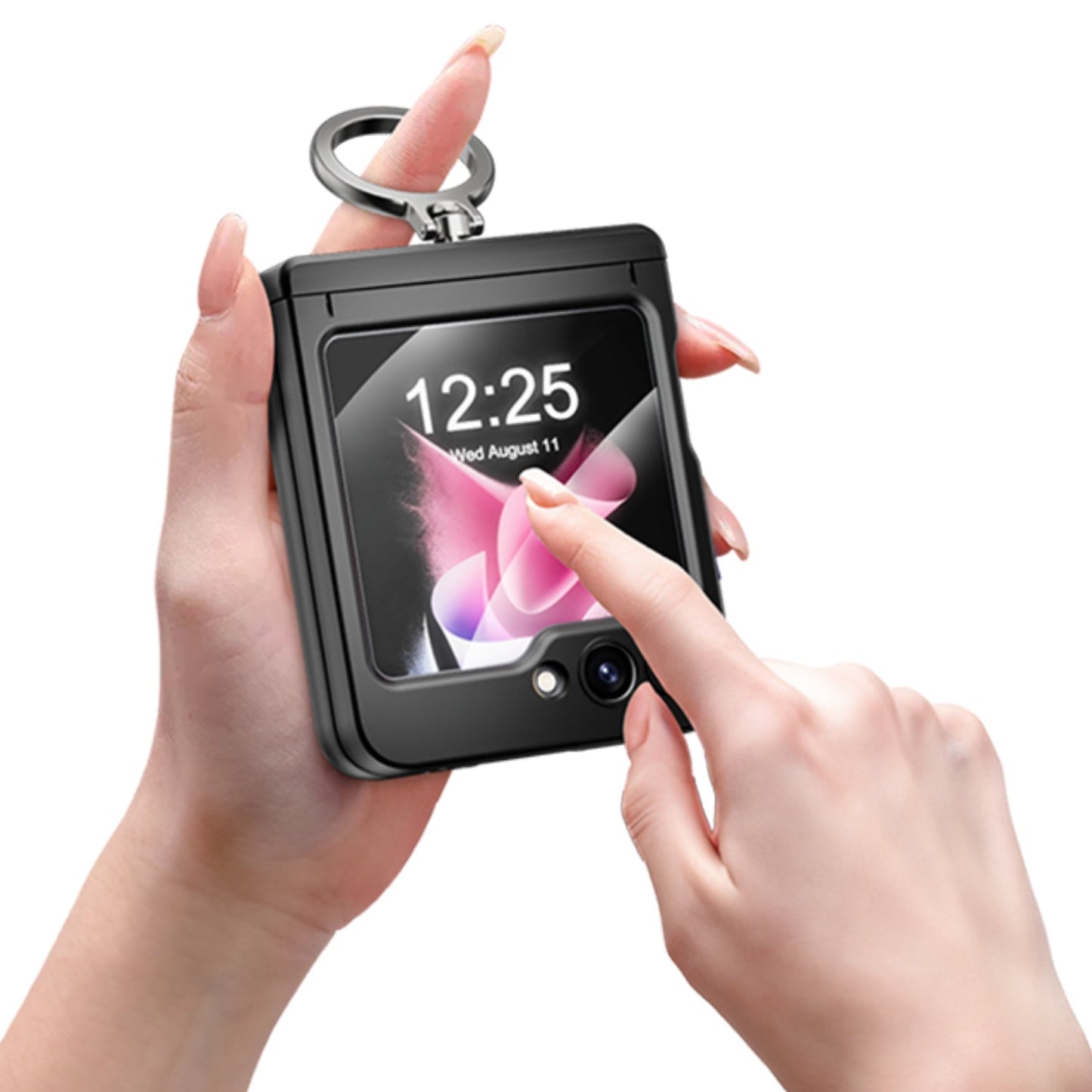 Anti-Fall Upgrade Hinge Full Protect Case with 360 Rotation Ring And Build-in Film