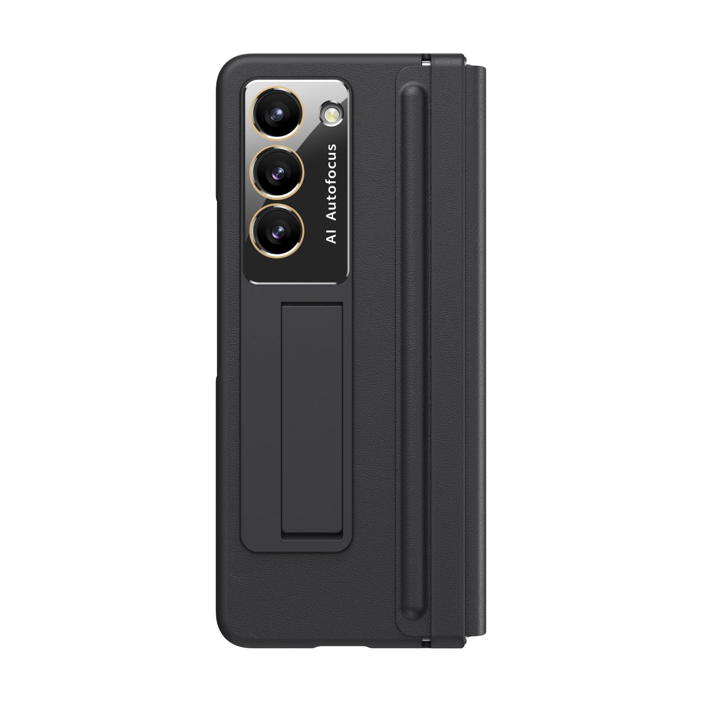 Leather Hinge Protector Samsung  Galaxy Z Fold5 Case With Self-tempered Glass Film