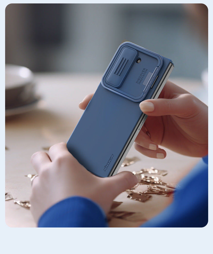 Samsung Galaxy Z Fold5 Liquid Silicone Protective Case Lens Push Cover Bracket Protective Case
