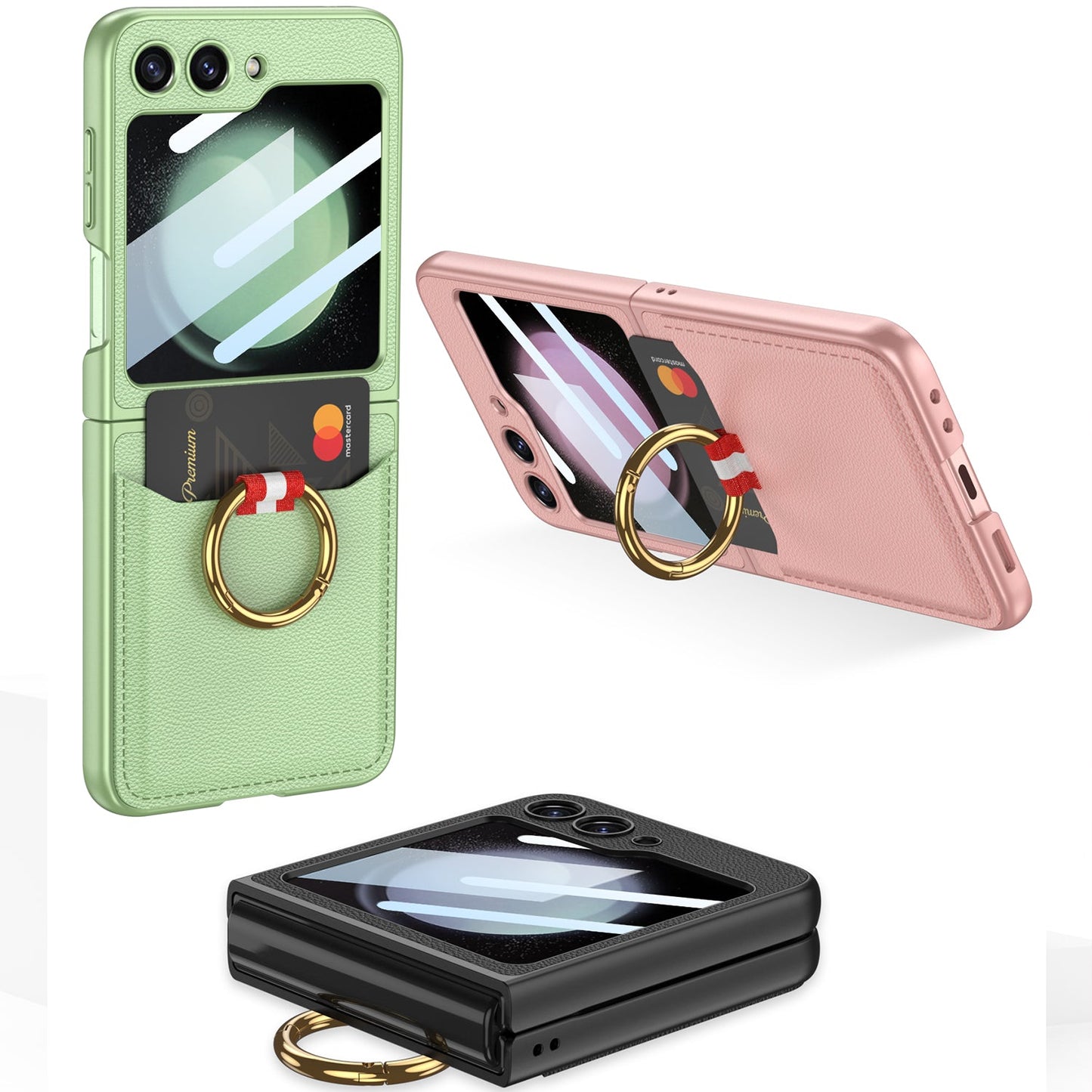Cardholder Case For Samsung Galaxy Z Flip5 With Ring Bracket