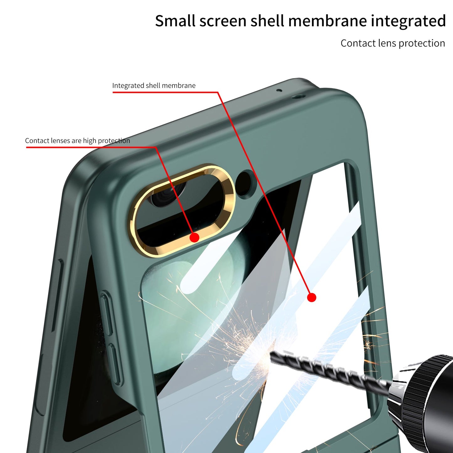 Samsung Galaxy Z Flip5 Ultra-thin Pupil Shell intergrated Case With Electroplated Lens Full Protected