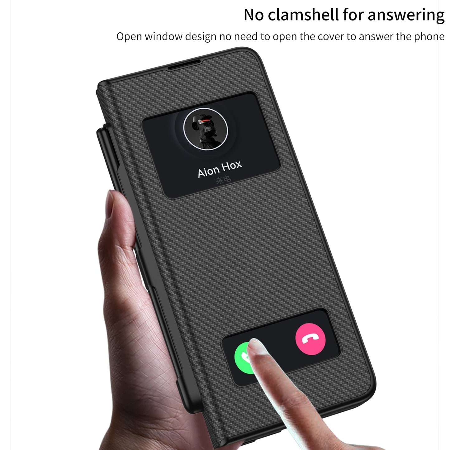 Leather Samsung  Galaxy Z Fold5 Case Flap Window Holster Pen Slot