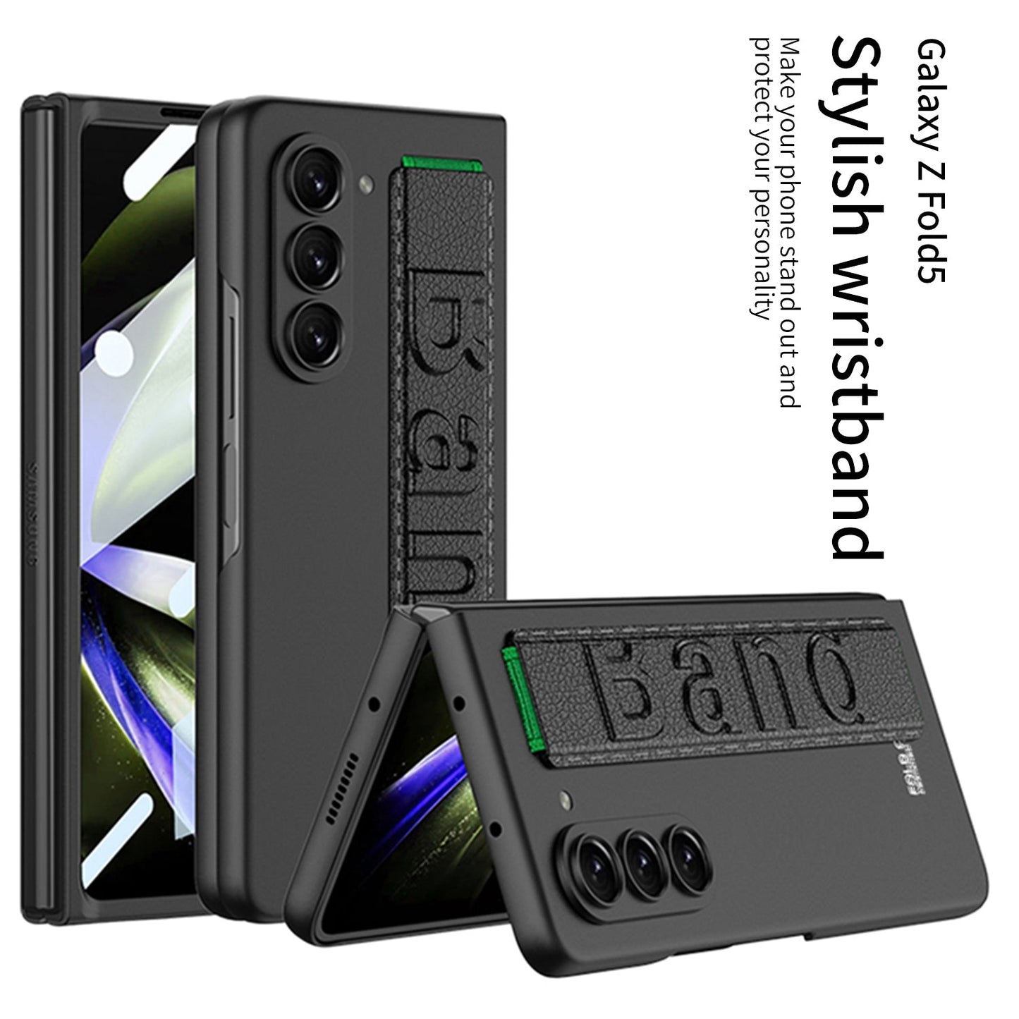 Ultra-Thin Galaxy Z Fold5 Case With Film and Wrist Strap