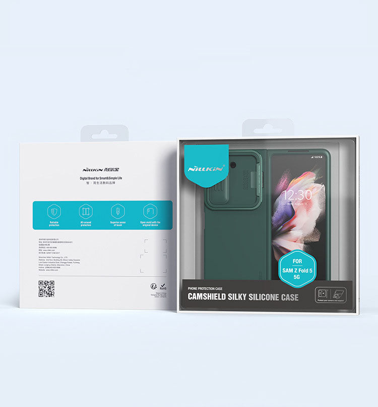 Samsung Galaxy Z Fold5 Liquid Silicone Protective Case Lens Push Cover Bracket Protective Case