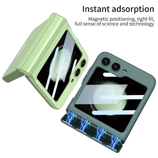 Magnetic Hinge Samsung Galaxy Z Flip5 Flip6 Full Coverage Phone Case with Front Screen Protector