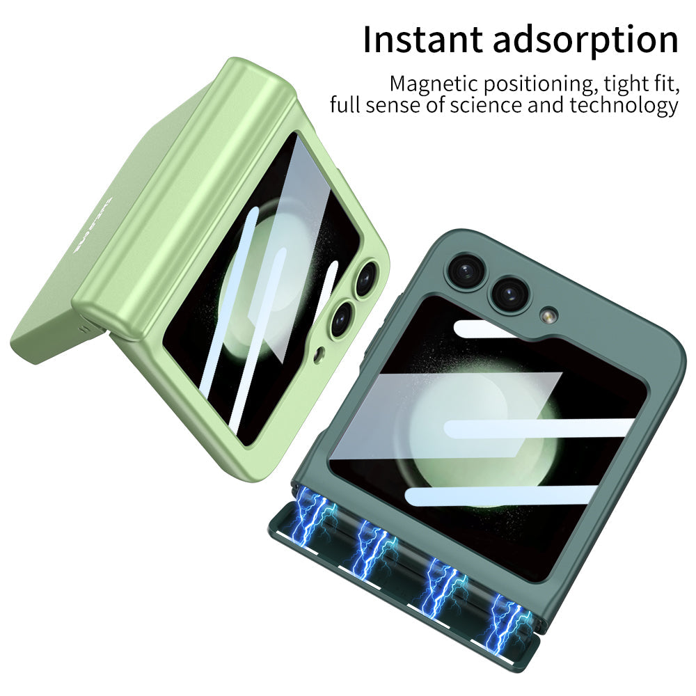 Magnetic Hinge Samsung Galaxy Z Flip5 Flip6 Full Coverage Phone Case with Front Screen Protector