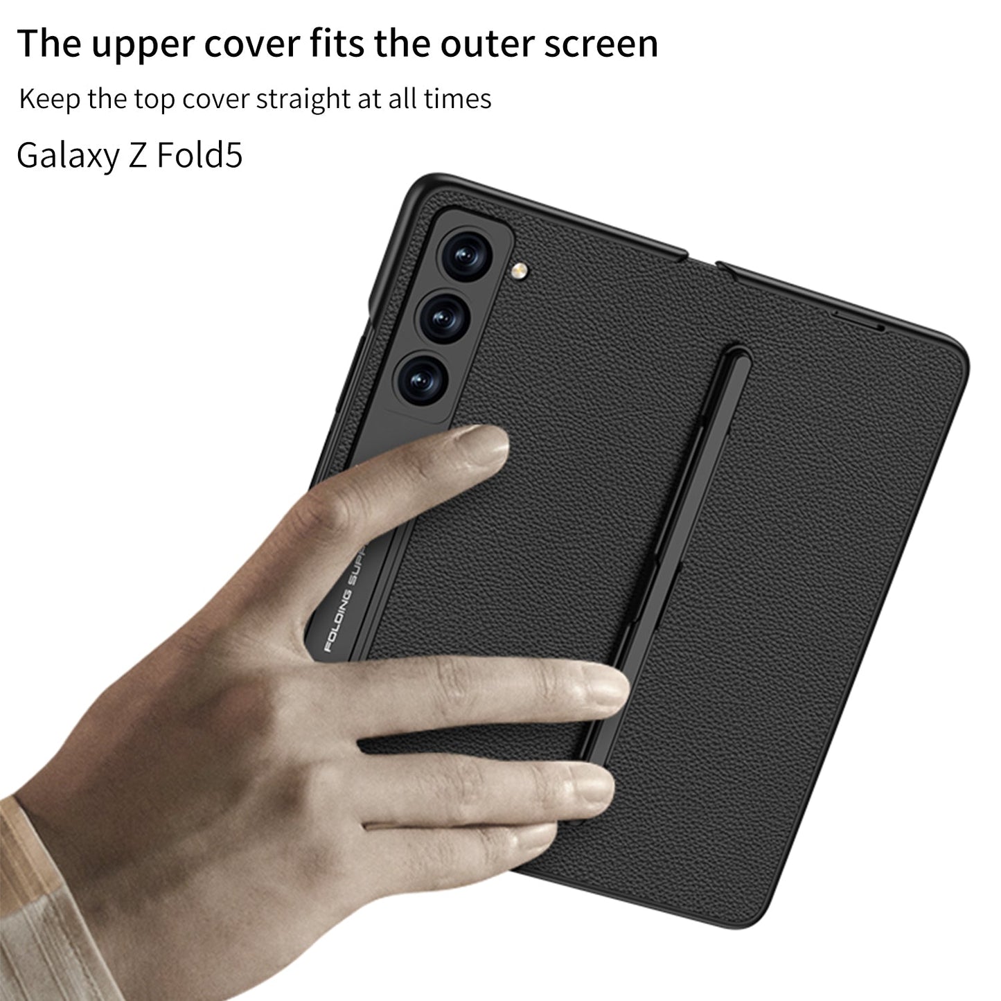 Full Protection Samsung Z Fold5 Upgrade Border Protection Case With 5 Generation S Pen Slot