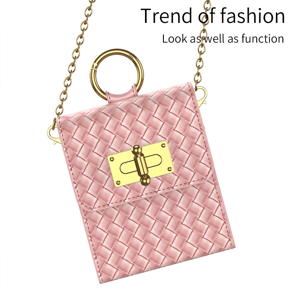 Woven Leather Pattern Shoulder Across The Body Backpack Case For Samsung Galaxy Z Flip4 Flip5