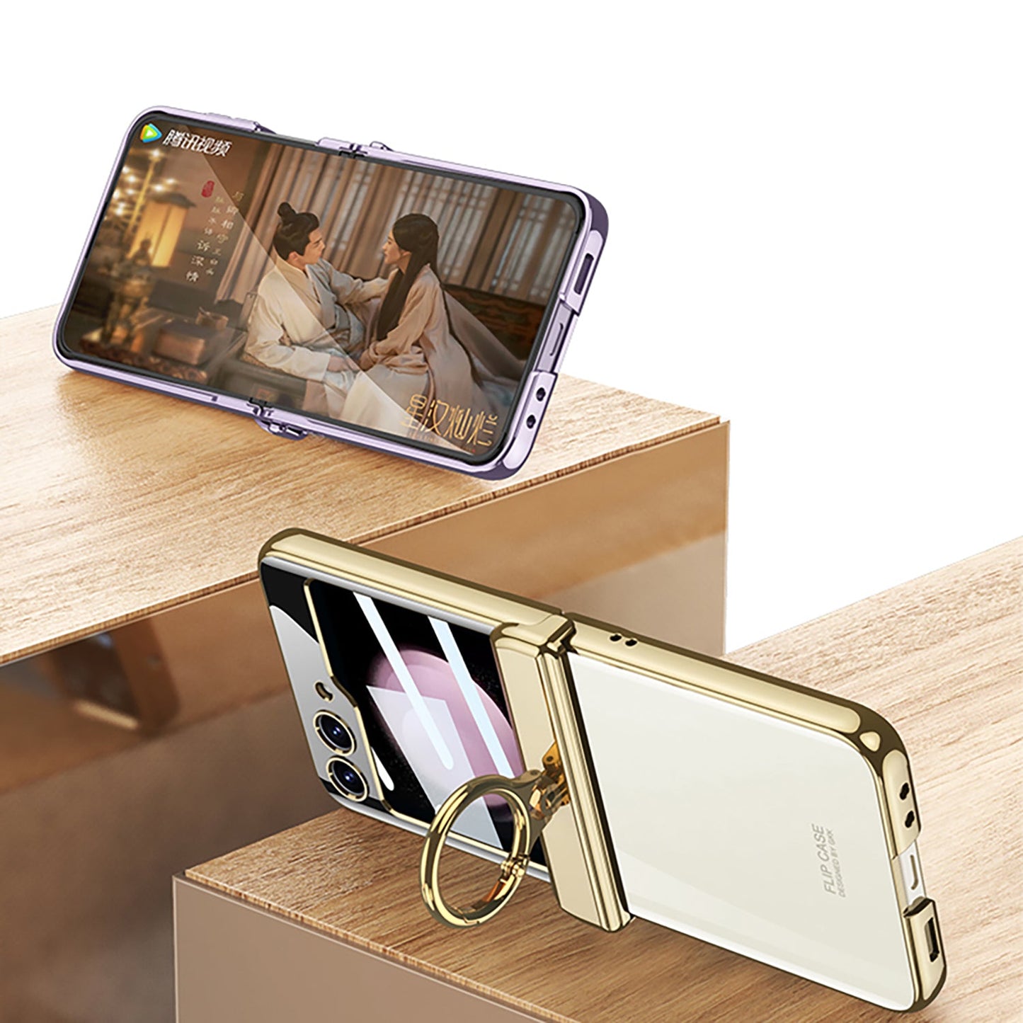Magnetic Hinge Phantom Samsung Galaxy Z Flip5 Case with Ring Bracket