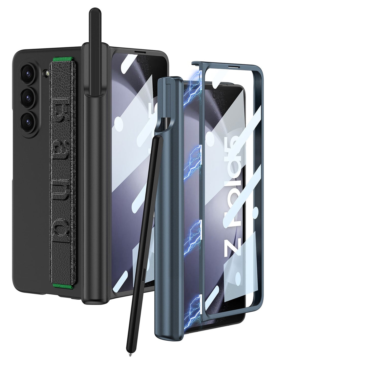 Samsung Galaxy Z Fold5 Magnetic Hinge Wristband All-inclusive Film Intergrated Case