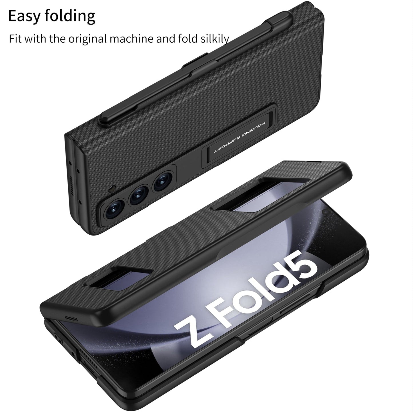 Leather Samsung  Galaxy Z Fold5 Case Flap Window Holster Pen Slot