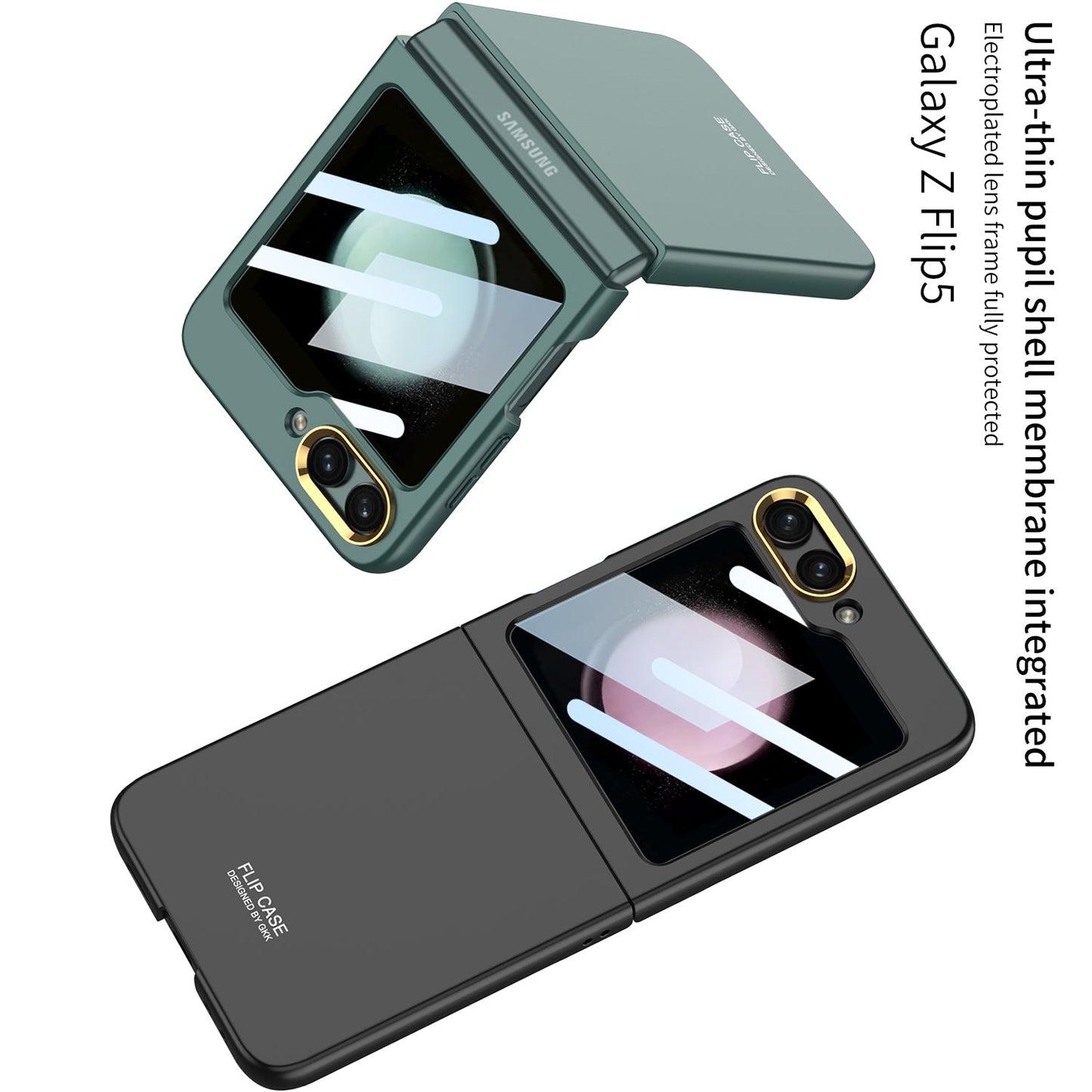 Samsung Galaxy Z Flip5 Ultra-thin Pupil Shell intergrated Case With Electroplated Lens Full Protected