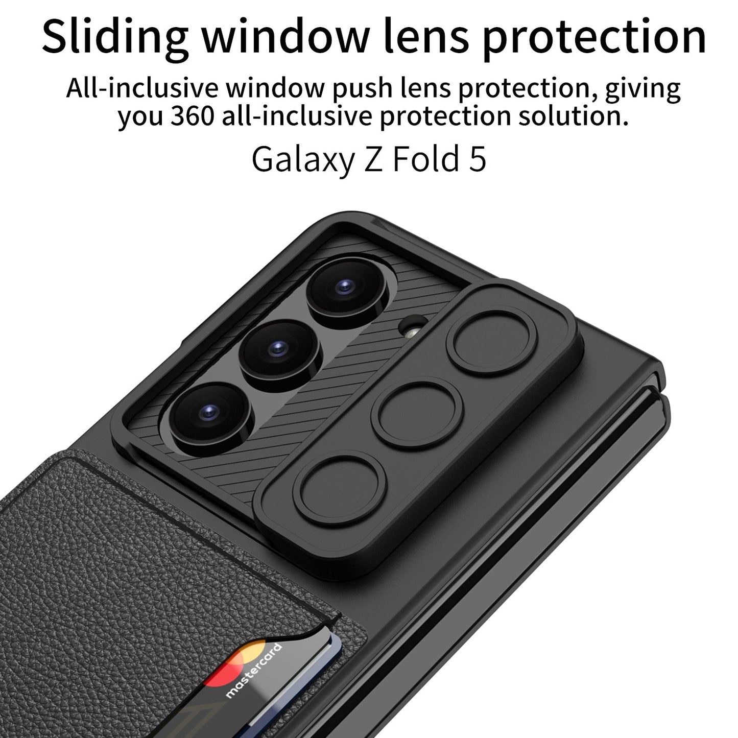Push Window Cardholder Case For Samsung Galaxy Z Fold5 With Film