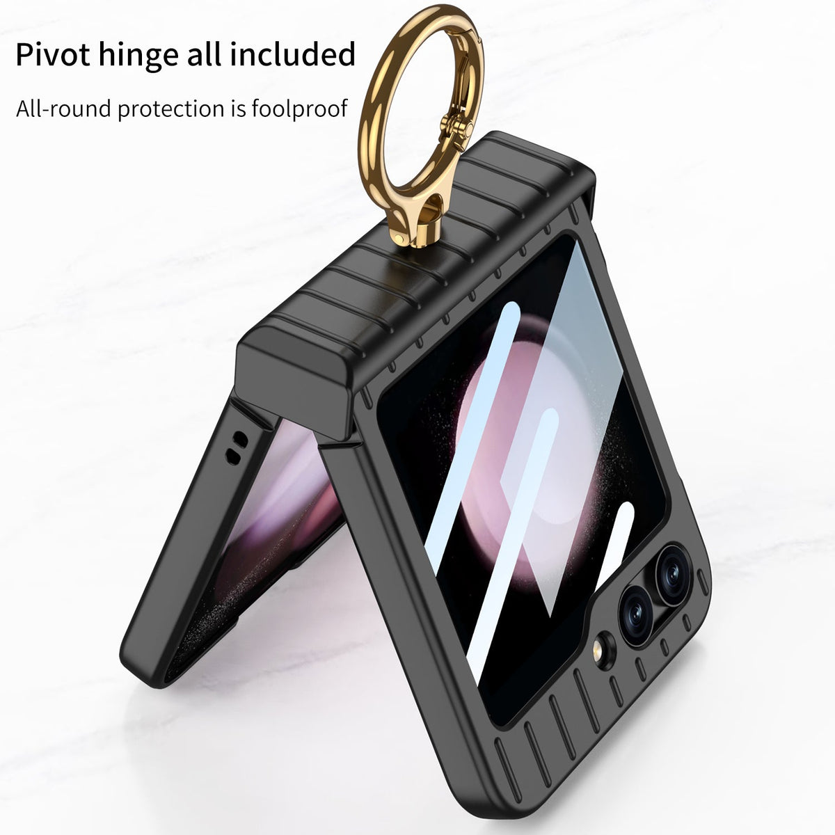Membrane Integrated suitcase Case With For Samsung Galaxy  Z Flip5 With Ring Bracket