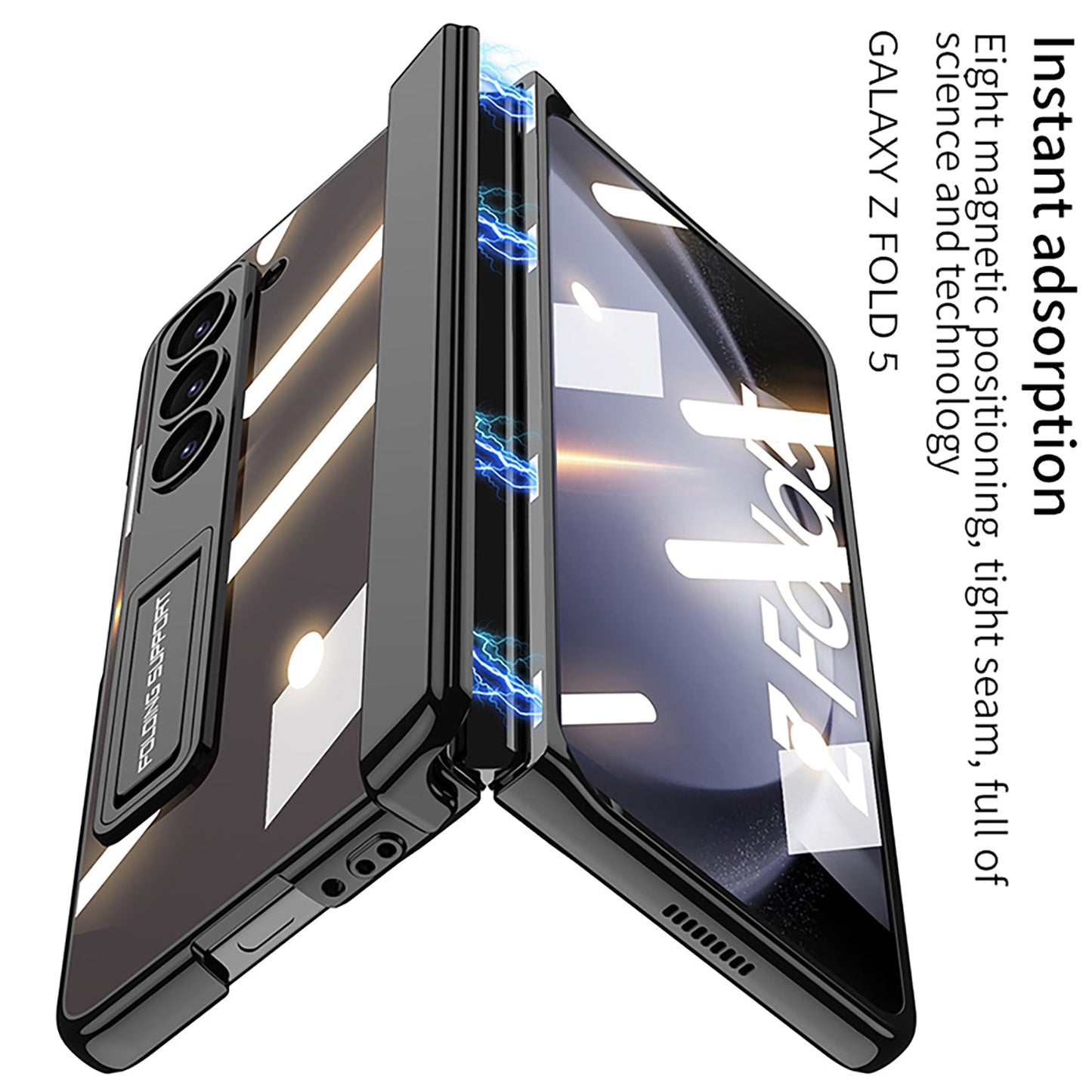 Samsung Galaxy Z Fold5 Magnetic Phontom Case With Folding Bracket and Screen Protect Film