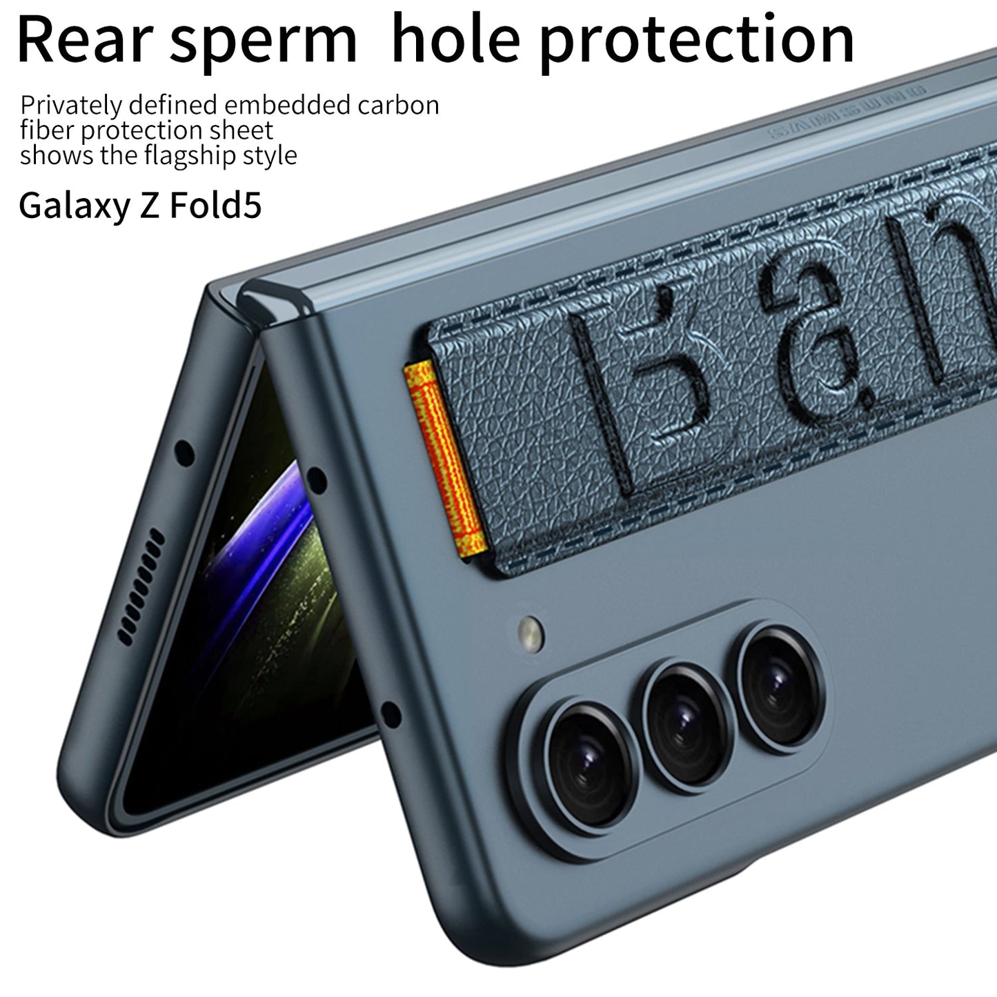 Ultra-Thin Galaxy Z Fold5 Case With Film and Wrist Strap