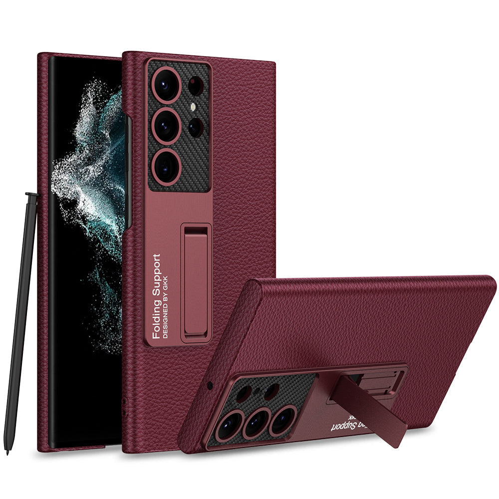 Ultra-Thin Leaather Samsung Galaxy S23 S23 Plus S23 Ultra  Leather Case for  With Kickstand