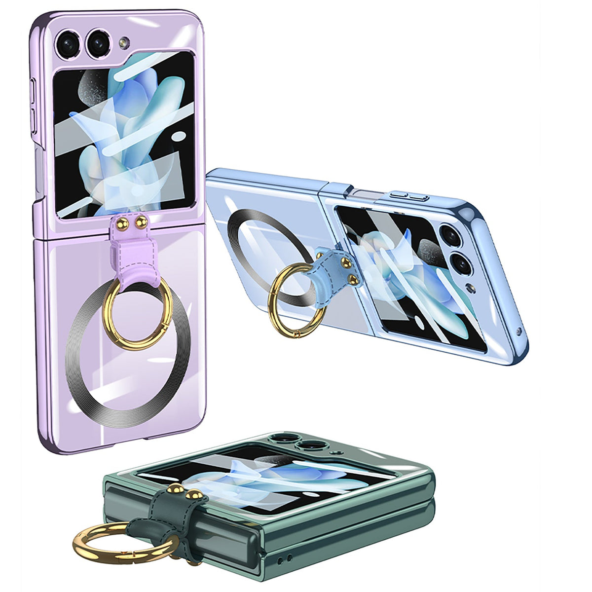 Phantom Plating Anti-Drop Artfact  Samsung Galaxy Z Flip5 Case With Ring Bracket With Magsafe