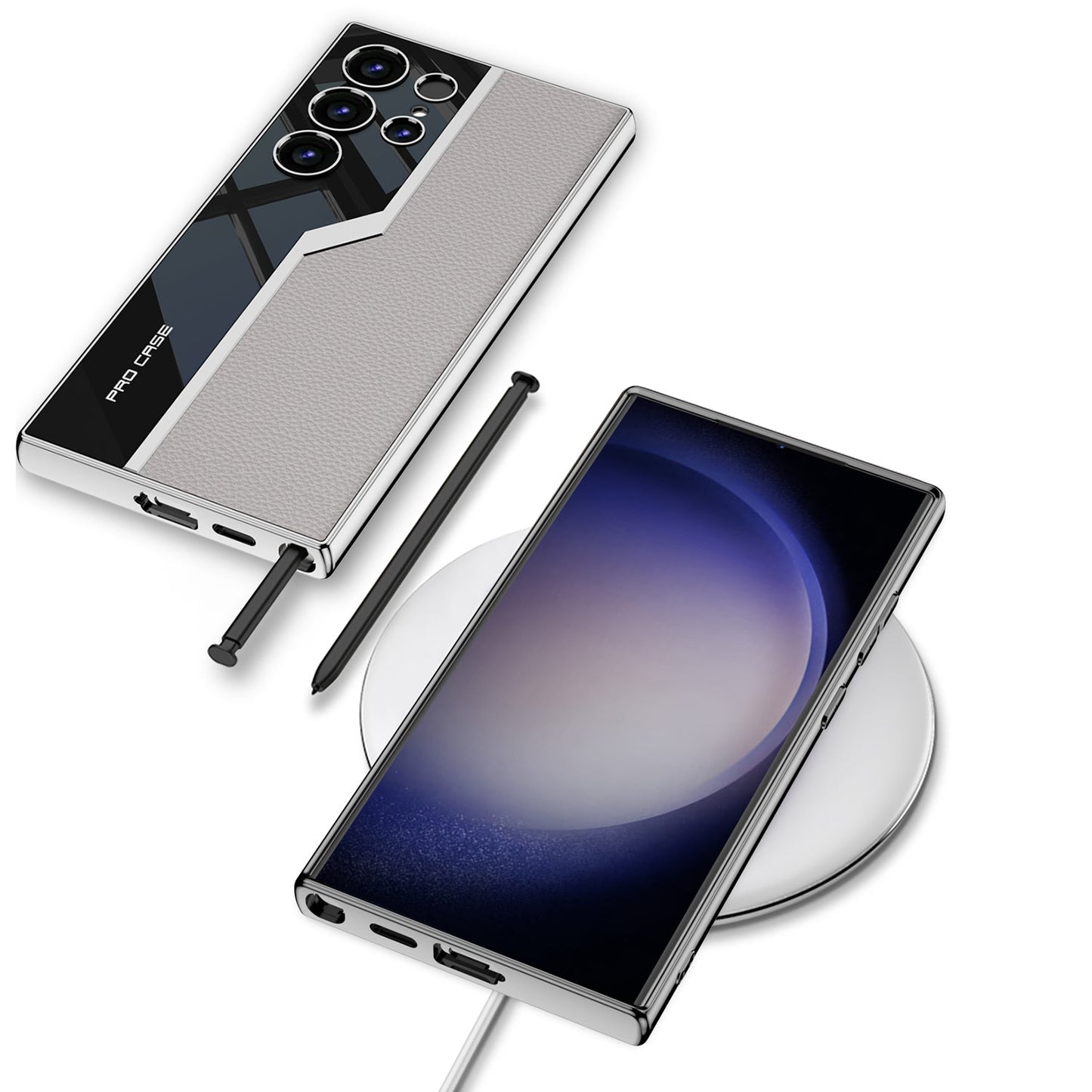 Electroplated Plain Leather S24 S24 Ultra Pro Case