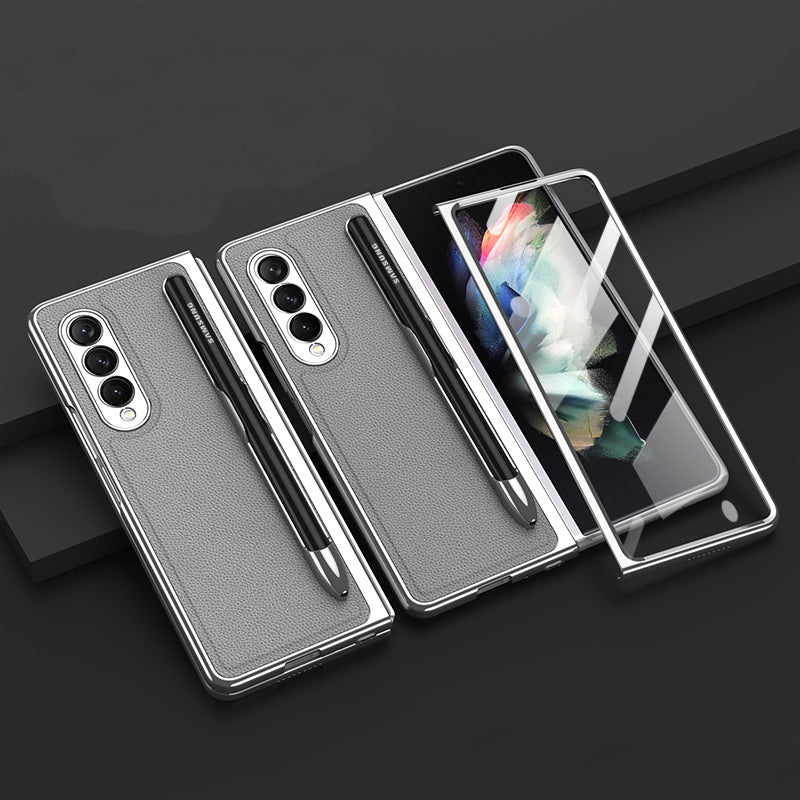 Electroplating Galaxy Z Fold4 Case With Film Protector and S Pen Slot