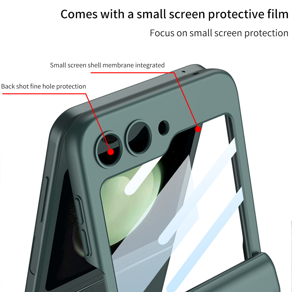 Magnetic Hinge Samsung Galaxy Z Flip5 Flip6 Full Coverage Phone Case with Front Screen Protector