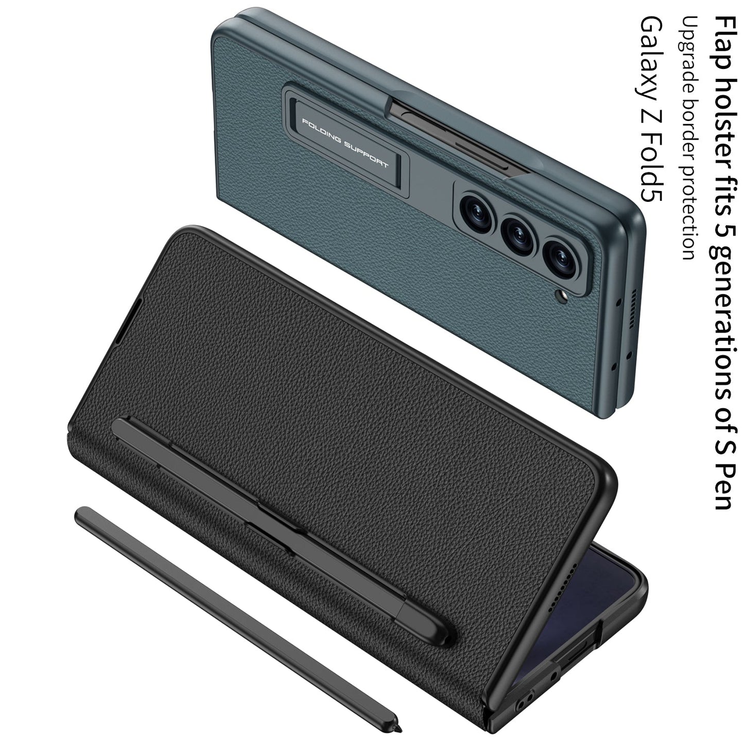 Full Protection Samsung Z Fold5 Upgrade Border Protection Case With 5 Generation S Pen Slot