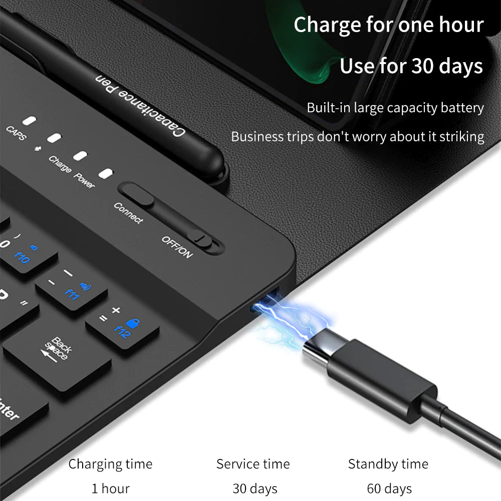 Bluetooth 3.0 Keyboard Leather Cover For Galaxy Z Fold5 Fold4 Fold3 5G