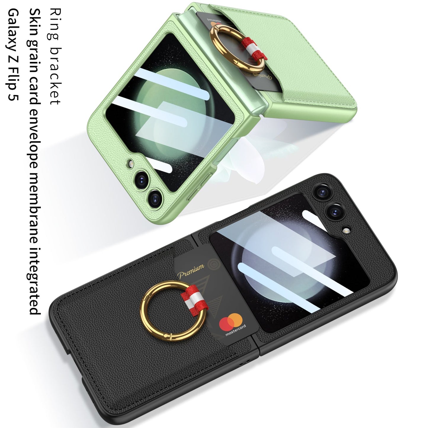 Cardholder Case For Samsung Galaxy Z Flip5 With Ring Bracket