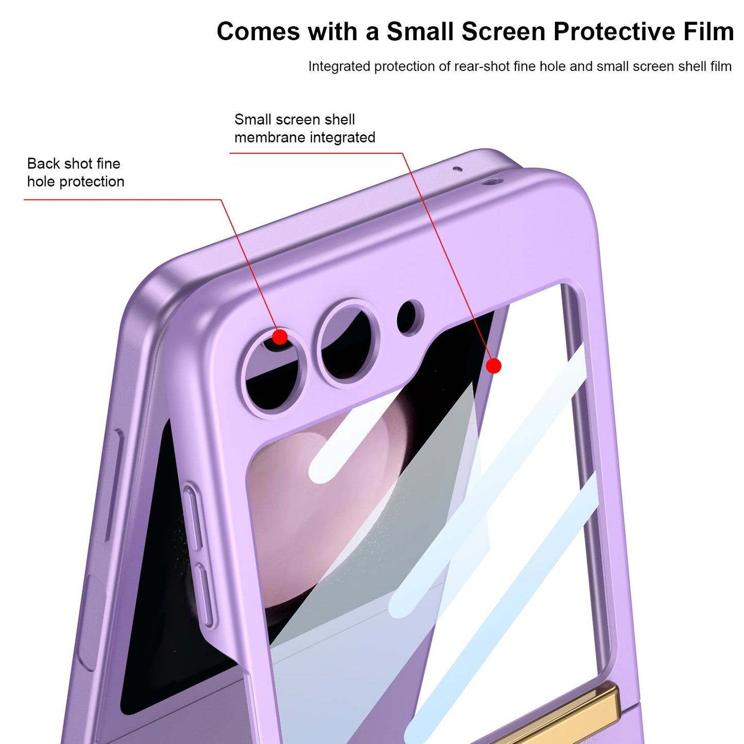 Samsung Galaxy Z Flip5 Wristband Case Ultra-thinFrosted Hard Shell With Tempered Glass Protector