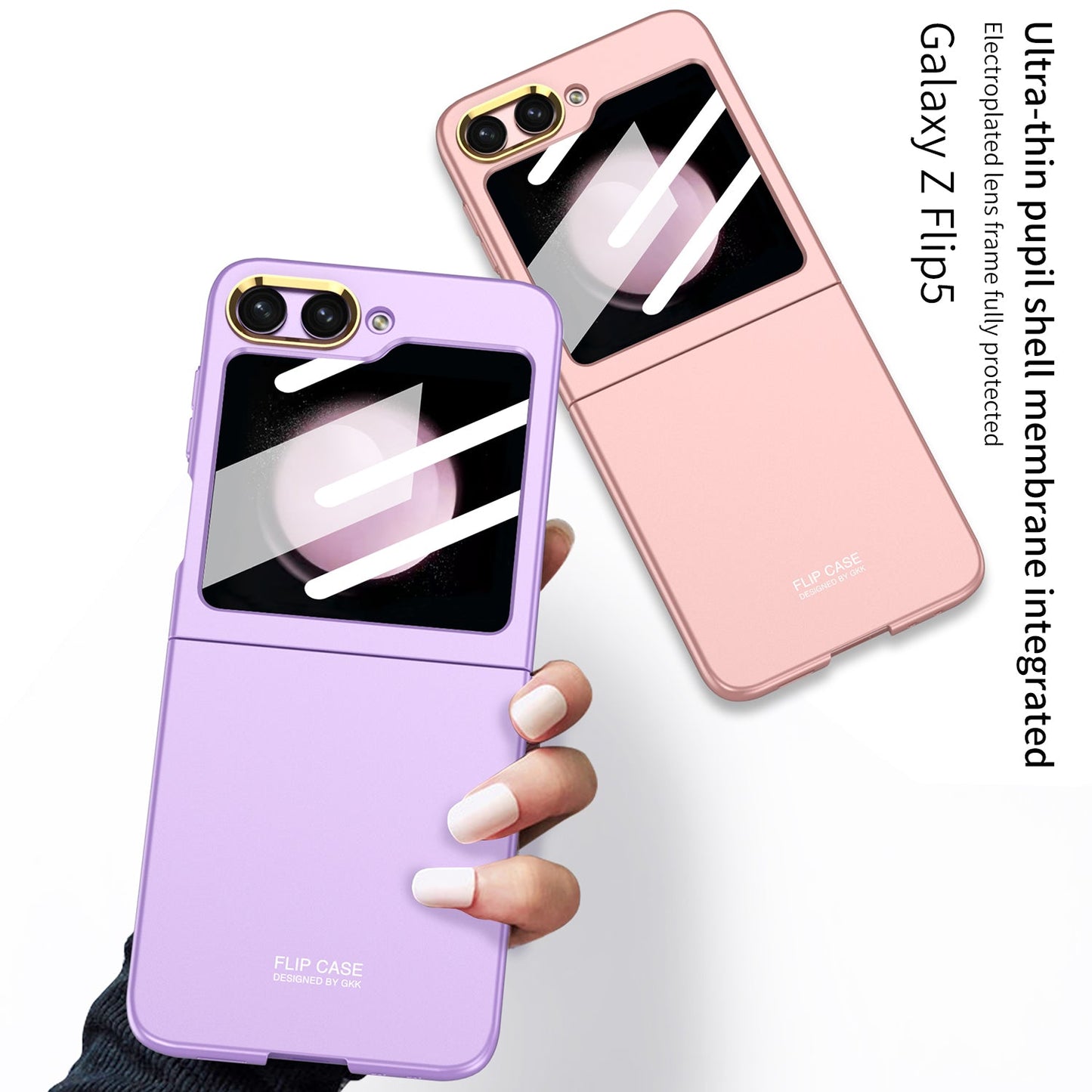 Samsung Galaxy Z Flip5 Ultra-thin Pupil Shell intergrated Case With Electroplated Lens Full Protected