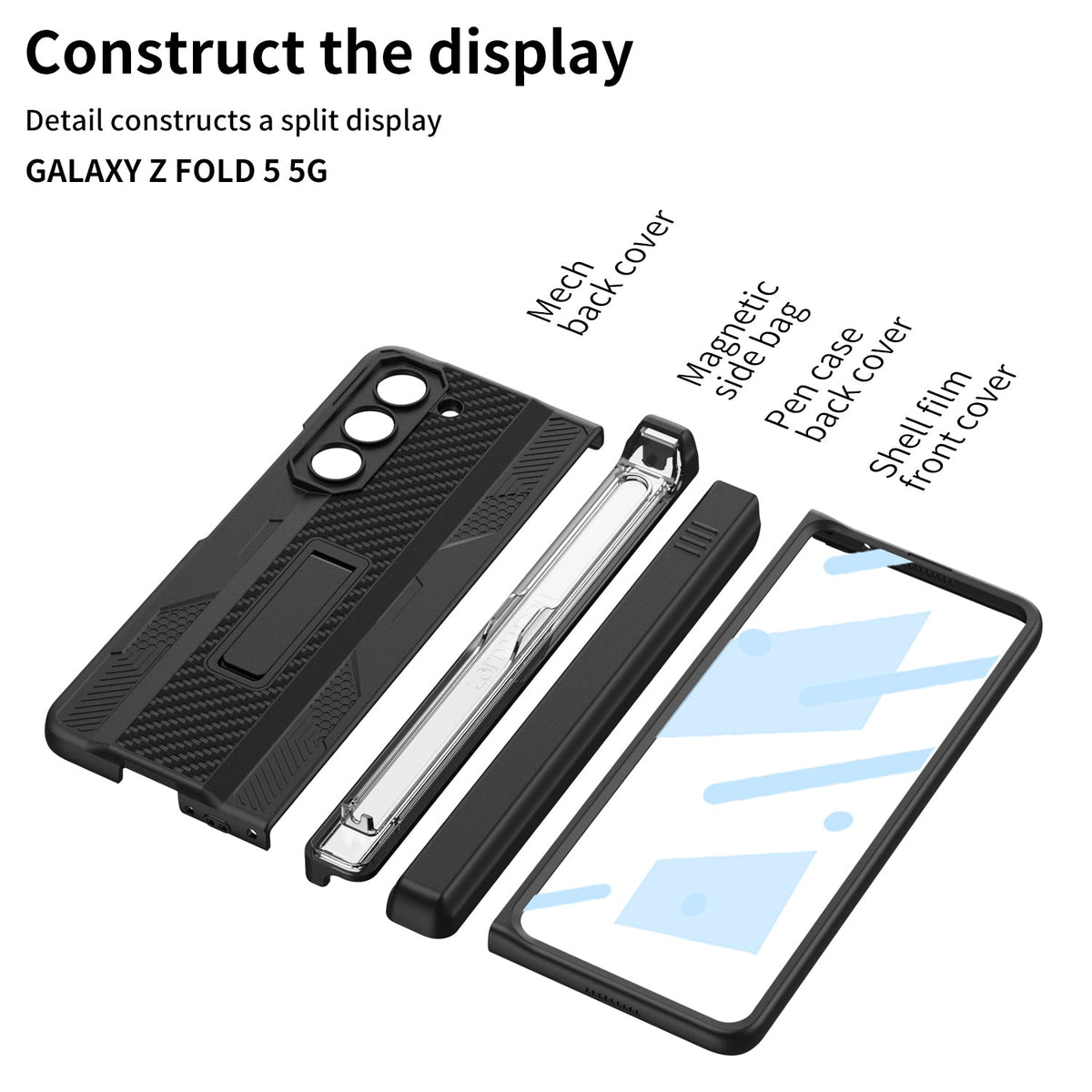 Magnetic Samsung Galaxy Z Fold5 Integrated on the Drawer Case With S Pen Slide Case & Film