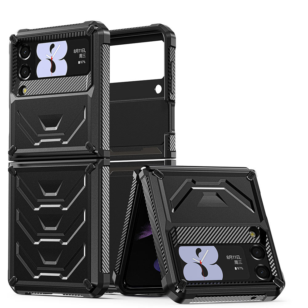 Newest Double-Cover Flip Mecha all-inclusive Rugged Phone Case For Galaxy Z Flip4 Flip3 Samsung Cases