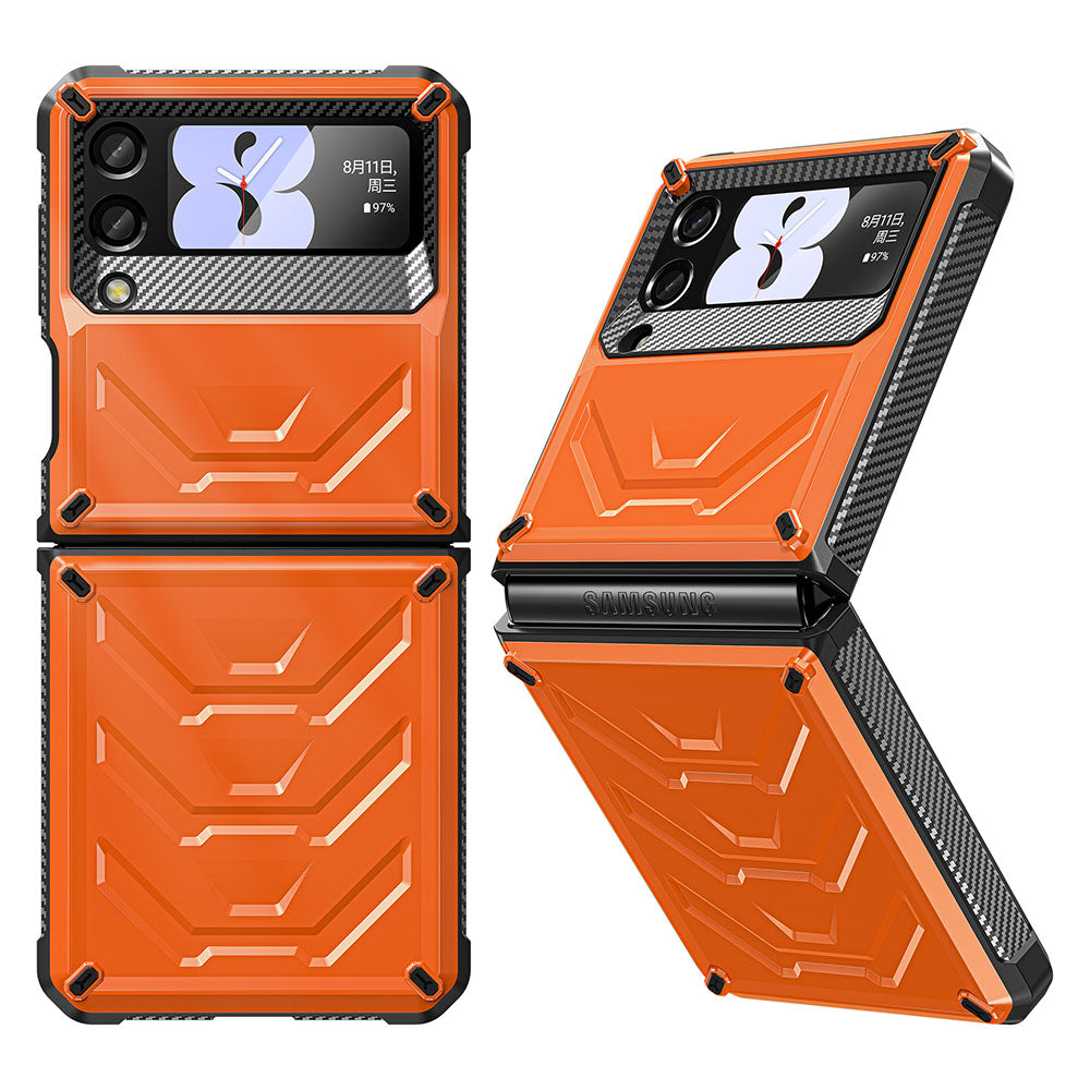 Newest Double-Cover Flip Mecha all-inclusive Rugged Phone Case For Galaxy Z Flip4 Flip3 Samsung Cases