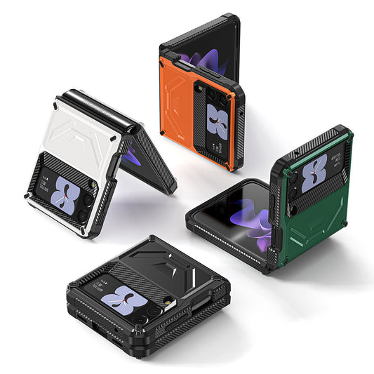 Newest Double-Cover Flip Mecha all-inclusive Rugged Phone Case For Galaxy Z Flip4 Flip3 Samsung Cases