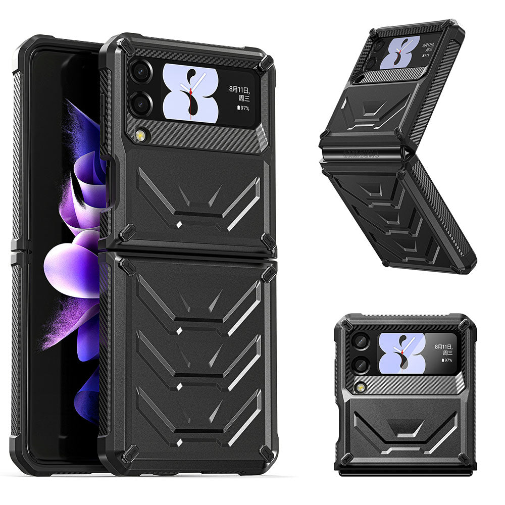 Newest Double-Cover Flip Mecha all-inclusive Rugged Phone Case For Galaxy Z Flip4 Flip3 Samsung Cases