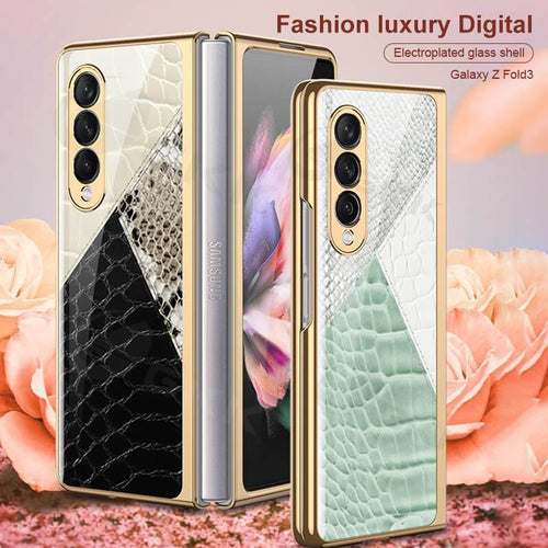 Python Leopard Print Tempered Glass Case for Samsung Galaxy Z Fold 3 5G - GiftJupiter