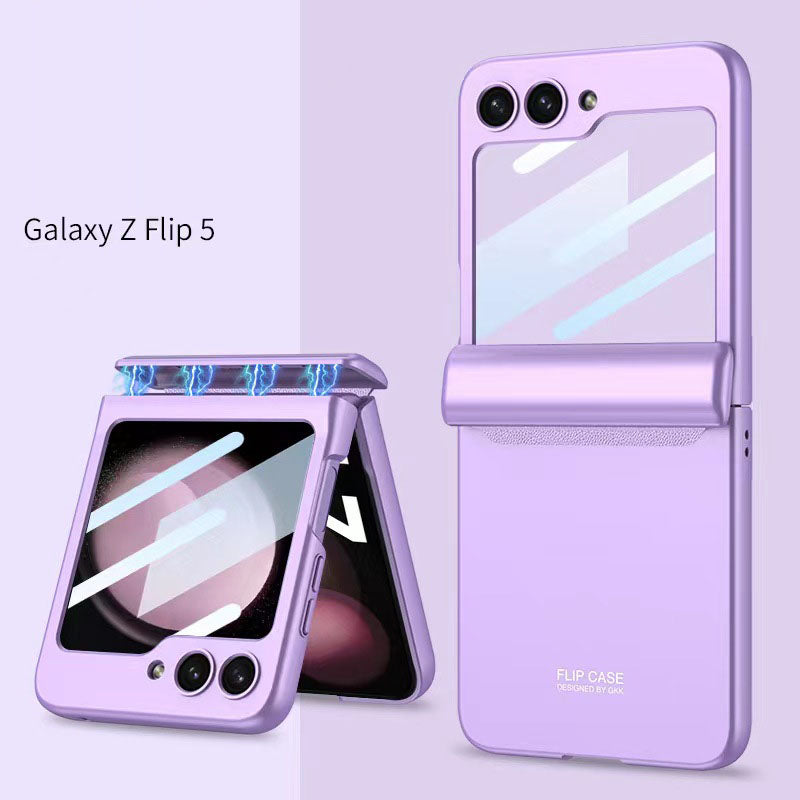 Magnetic Hinge Samsung Galaxy Z Flip5 Flip6 Full Coverage Phone Case with Front Screen Protector