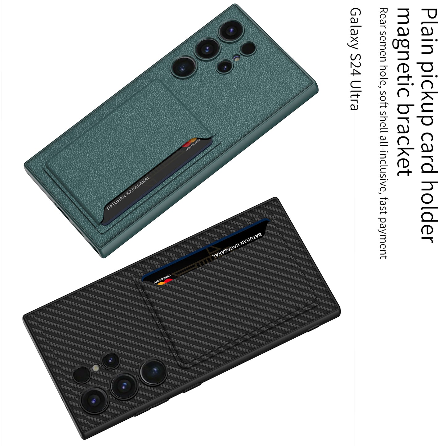 Plain Pickup Card Holder Magnetic Case For Samsung S24U S24Plus S24