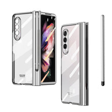 Charger l&#39;image dans la galerie, S Pen Fold Edition Case for Samsung Galaxy Z Fold 2 Z Fold 3 Pencil Slot Electroplating Clear Back Cover with Tempered Glass
