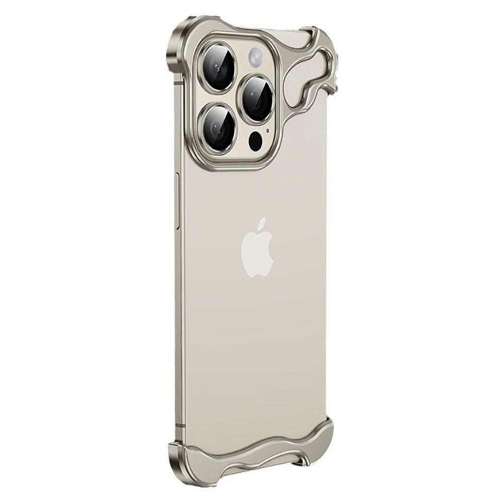 Frameless Aluminum Alloy Metal Corner Pad Case With Lens Protective Film For iPhone