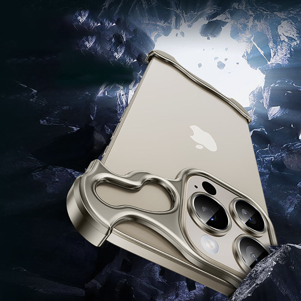 Frameless Aluminum Alloy Metal Corner Pad Case With Lens Protective Film For iPhone