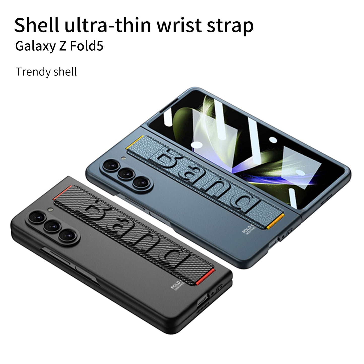 Ultra-Thin Galaxy Z Fold5 Case With Film and Wrist Strap