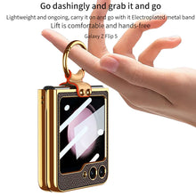 Carregar imagem no visualizador da galeria, Leather Backpack Style Samsung Galaxy Z Flip5 Case with Shoulder Strap
