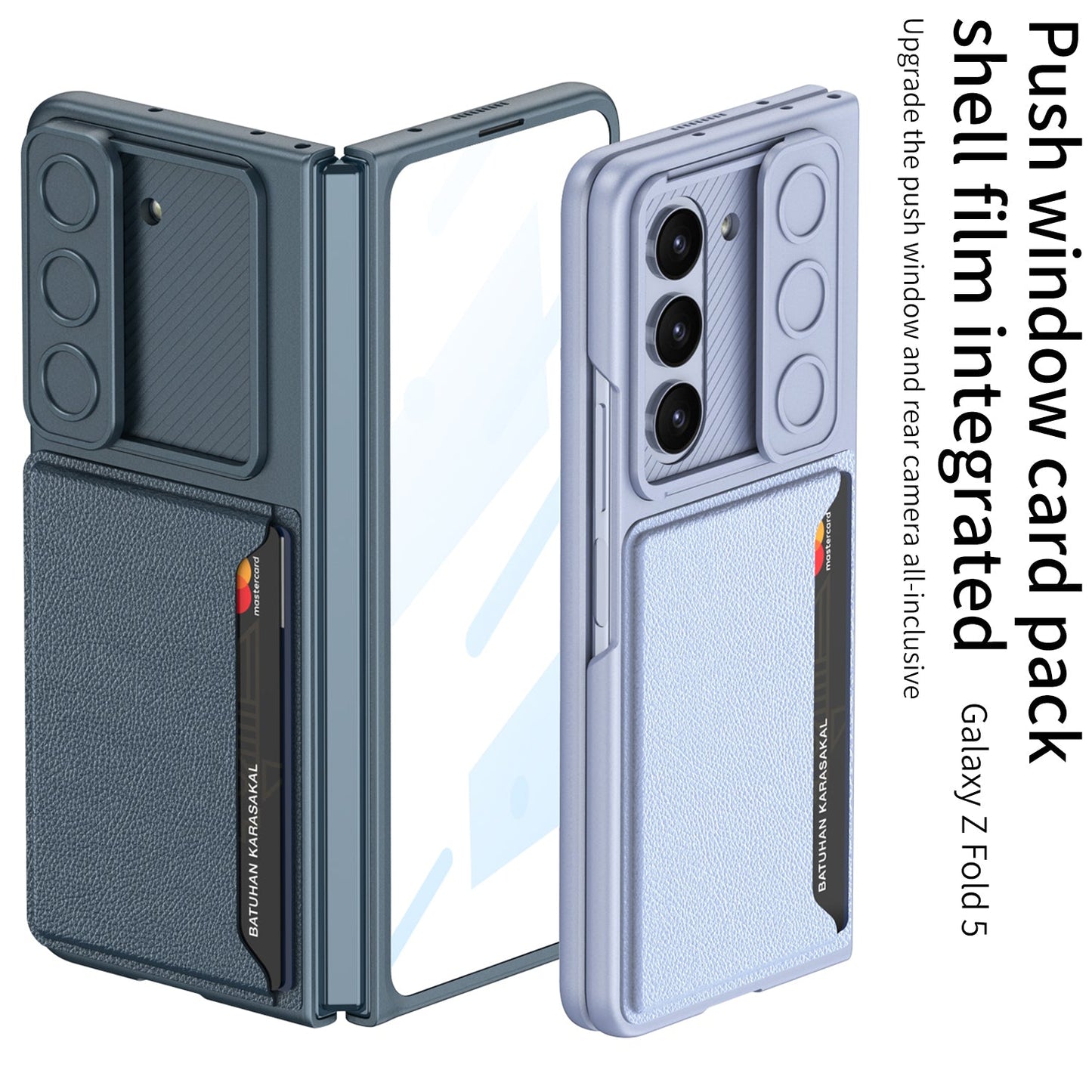 Push Window Cardholder Case For Samsung Galaxy Z Fold5 With Film