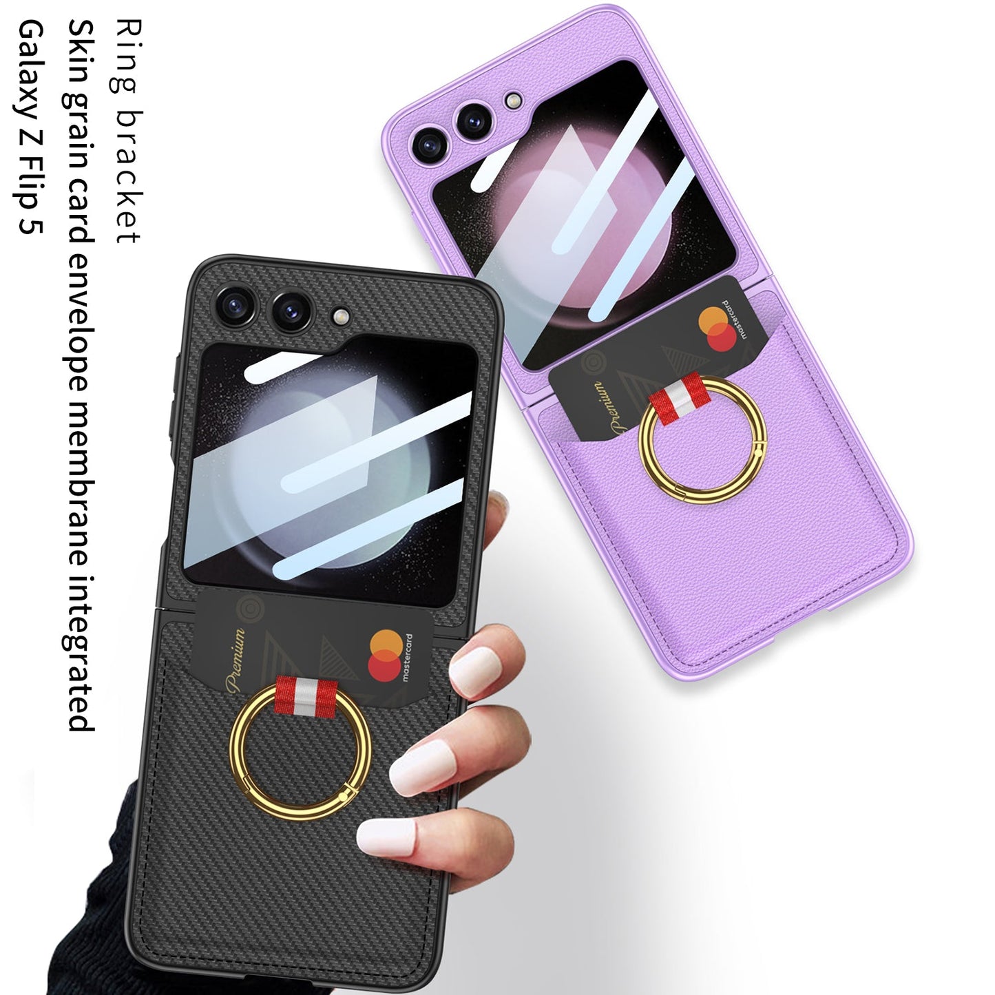 Cardholder Case For Samsung Galaxy Z Flip5 With Ring Bracket