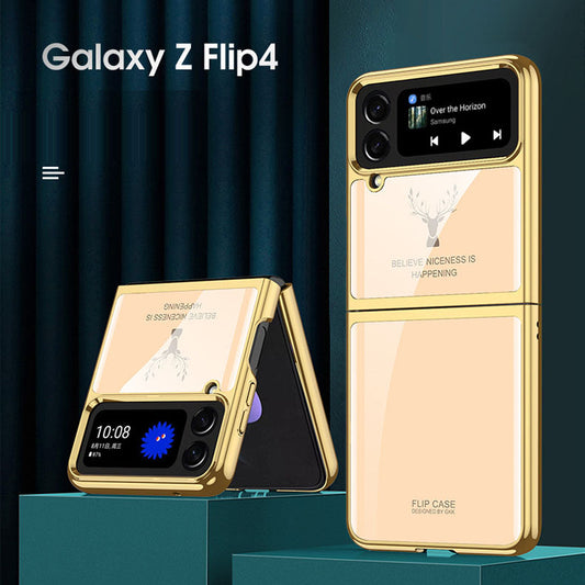 Luxury Electroplated Samsung Galaxy Z Flip4 Case WIth Deer Pattern