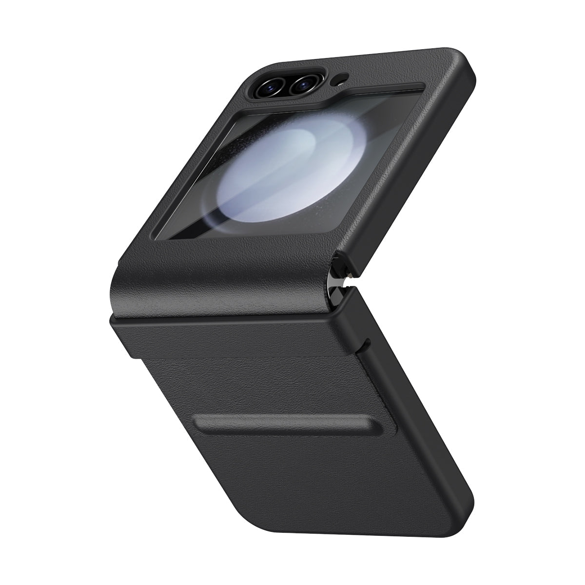 Samsung Galaxy Z Flip5 Leather  Hinge Protector Case Cover With Tempered Glass Film