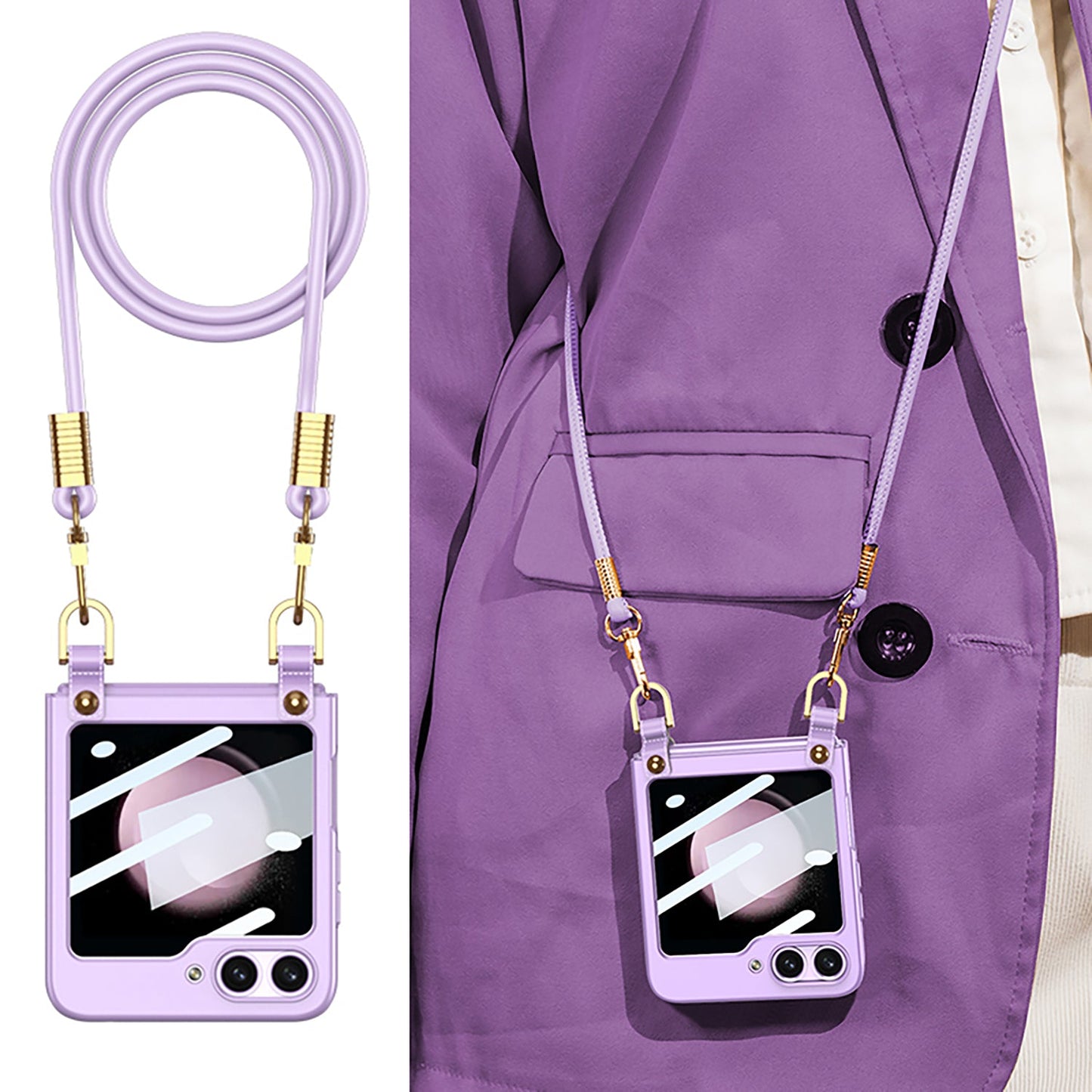 Ultra-Thin Strap Style Case For Samsung Galaxy Z Flip5 With Front Film